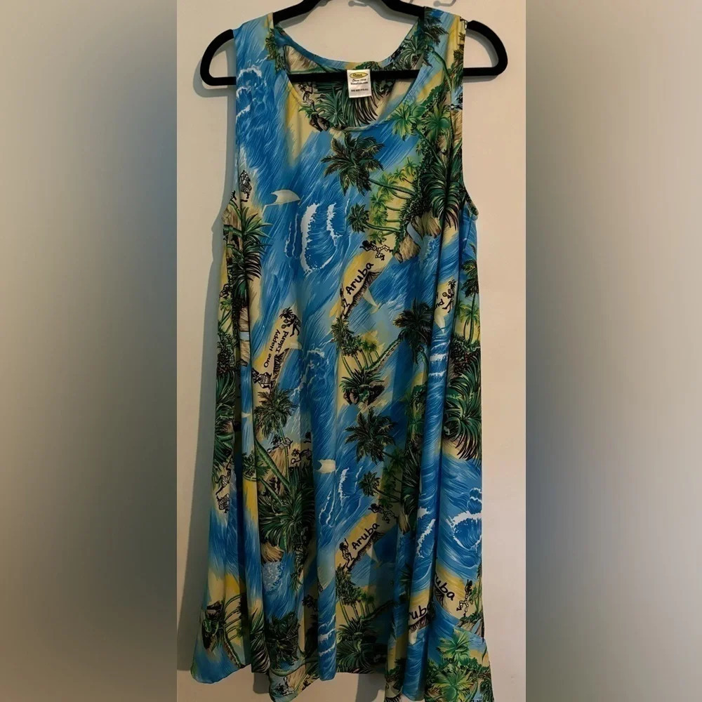 Rima Womens O/S Beach dress/coverup Aruba‎ Pattern Oversized "One Happy Island"
